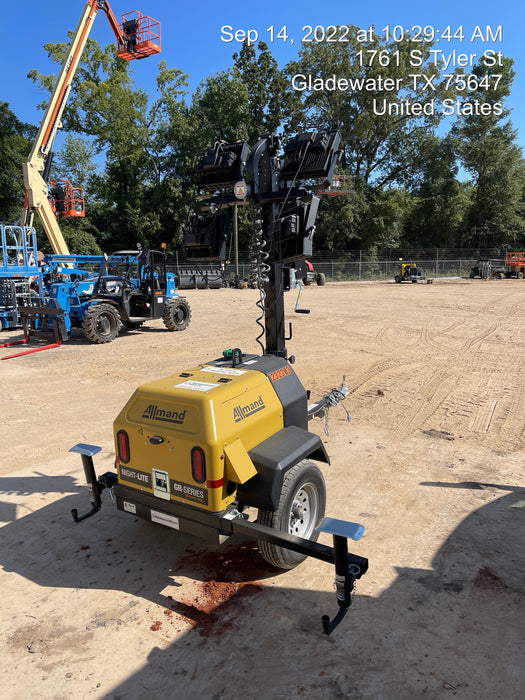 2022 Allmand NLV3GR (4) LED Light Fixture 350W, 23' Vertical Mast, 3kW Prime, Towable, Deep Sea L401, Leveling Jacks, Yanmar T4F 5.8hp