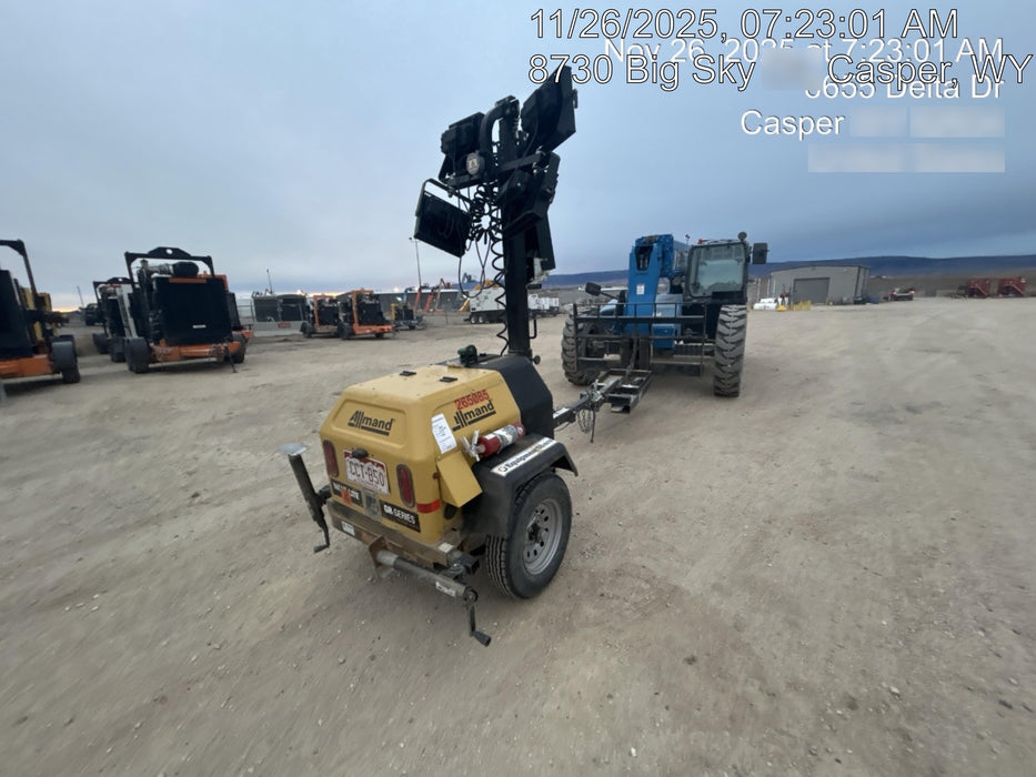 2022 Allmand NLV3GR (4) LED Light Fixture 350W, 23' Vertical Mast, 3kW Prime, Towable, ES Decals, T3