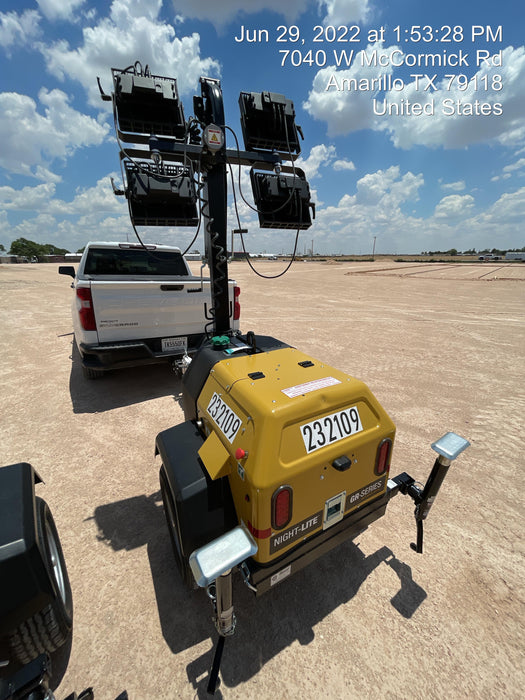 2022 Allmand NLV3GR (4) LED Light Fixture 350W, 23' Vertical Mast, 3kW Prime, Towable, Deep Sea L401, Leveling Jacks, Yanmar T4F 5.8hp