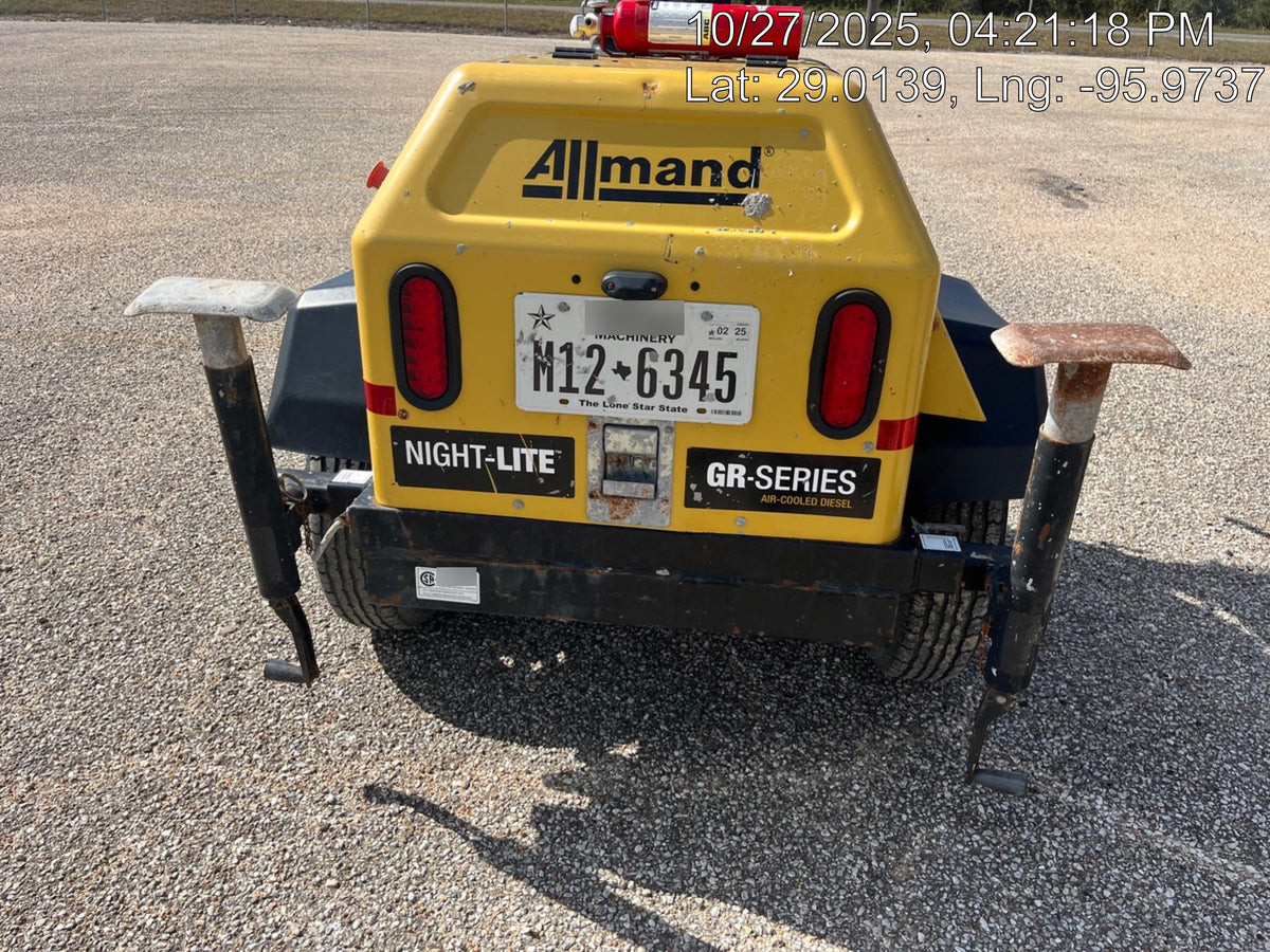 2022 Allmand NLV3GR (4) LED Light Fixture 350W, 23' Vertical Mast, 3kW Prime, Towable, Deep Sea L401, Leveling Jacks, Yanmar T4F 5.8hp