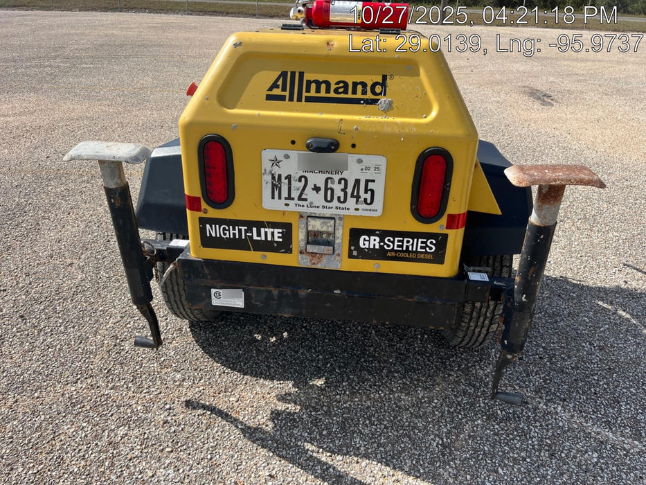 2022 Allmand NLV3GR (4) LED Light Fixture 350W, 23' Vertical Mast, 3kW Prime, Towable, Deep Sea L401, Leveling Jacks, Yanmar T4F 5.8hp