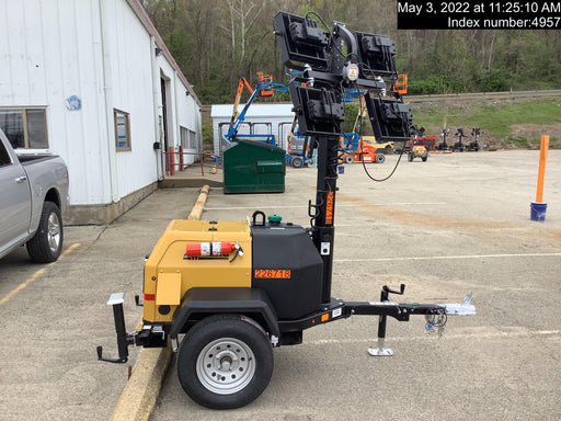 2022 Allmand NLV3GR (4) LED Light Fixture 350W, 23' Vertical Mast, 3kW Prime, Towable, Deep Sea L401, Leveling Jacks, Yanmar T4F 5.8hp