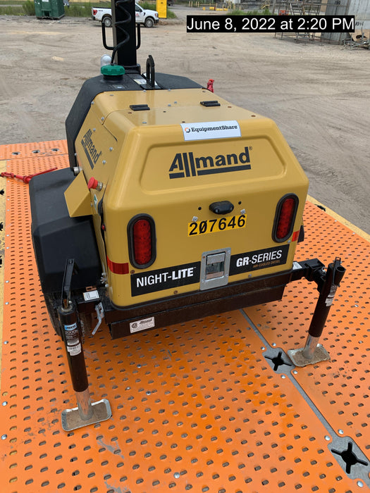 2022 Allmand NLV3GR (4) LED Light Fixture 350W, 23' Vertical Mast, 3kW Prime, Towable, Deep Sea L401, Leveling Jacks, Yanmar T4F 5.8hp