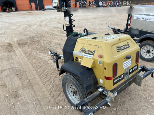 2022 Allmand NLV3GR (4) LED Light Fixture 350W, 23' Vertical Mast, 3kW Prime, Towable, Deep Sea L401, Leveling Jacks, Yanmar T4F 5.8hp