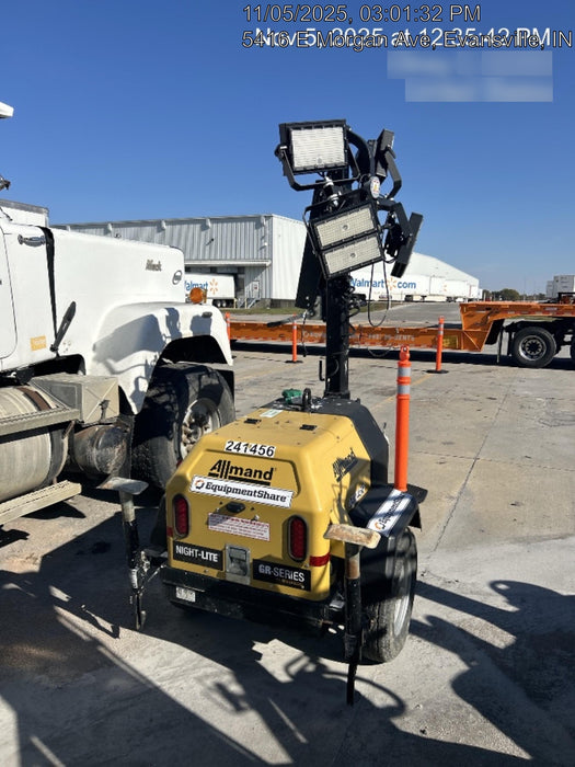 2022 Allmand NLV3GR (4) LED Light Fixture 350W, 23' Vertical Mast, 3kW Prime, Towable, Deep Sea L401, Leveling Jacks, Yanmar T4F 5.8hp