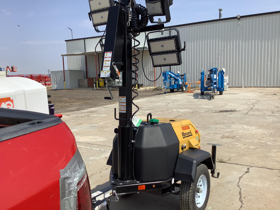 2021 Allmand NLV3GR (4) LED Light Fixture 350W, 23' Vertical Mast, 3kW Prime, Towable, Deep Sea L401, Leveling Jacks, Yanmar T4F 5.8hp