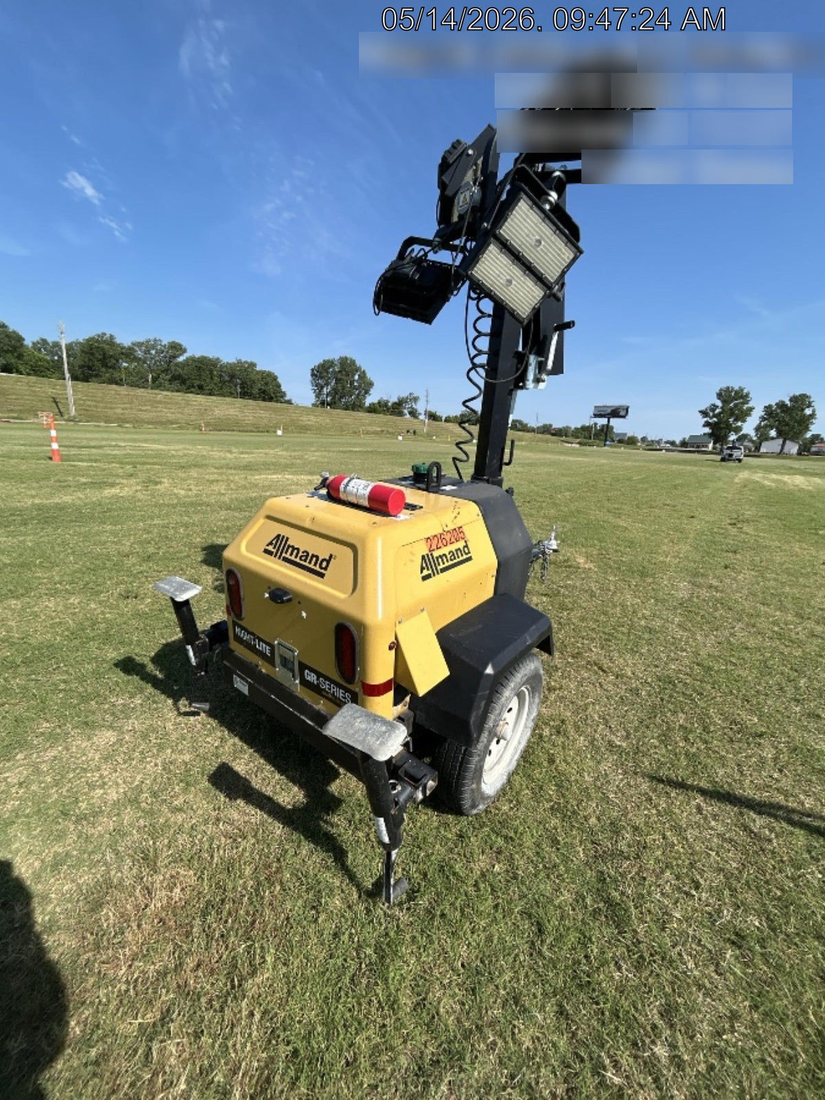 2022 Allmand NLV3GR (4) LED Light Fixture 350W, 23' Vertical Mast, 3kW Prime, Towable, Deep Sea L401, Leveling Jacks, Yanmar T4F 5.8hp
