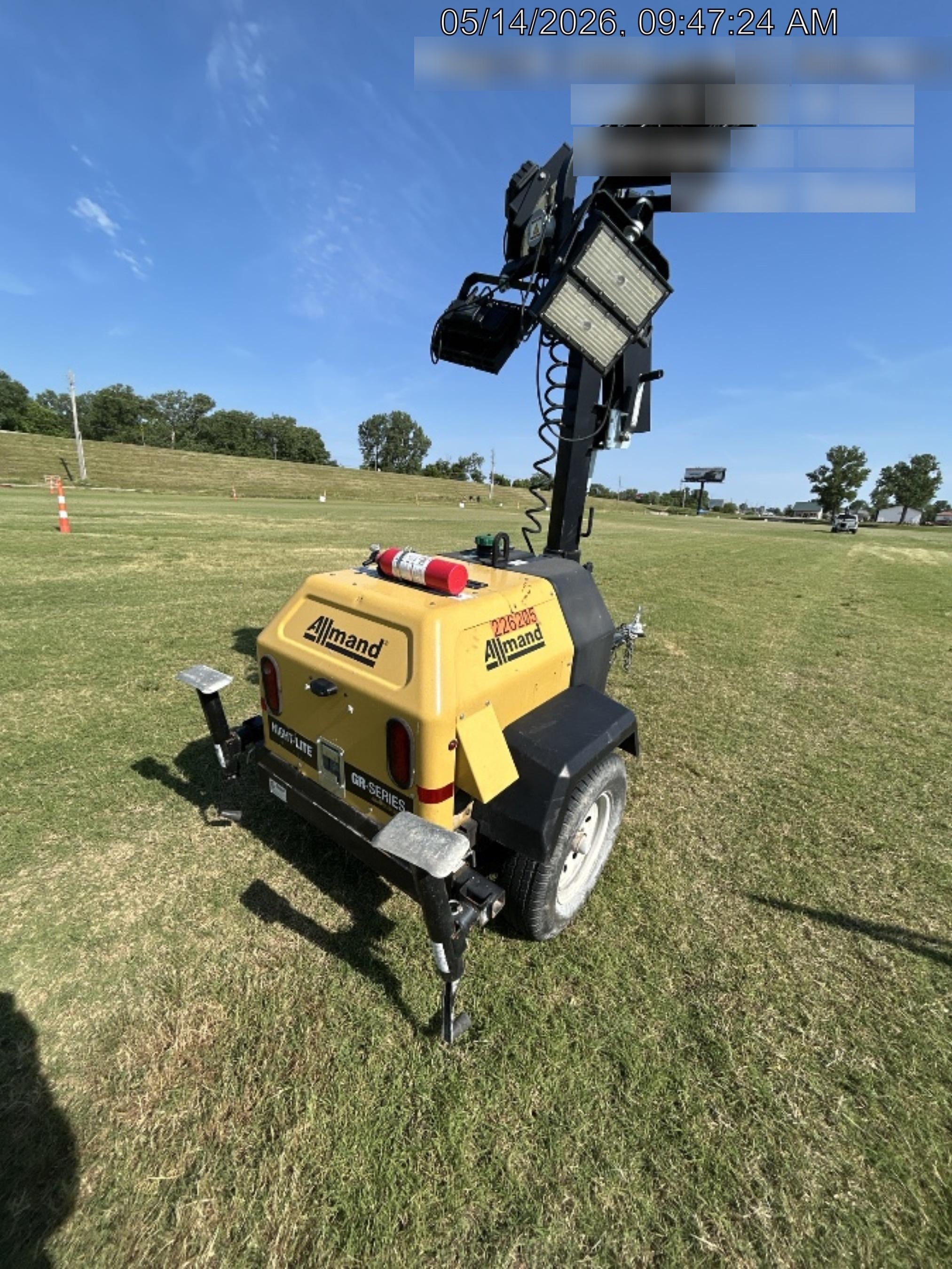 2022 Allmand NLV3GR (4) LED Light Fixture 350W, 23' Vertical Mast, 3kW Prime, Towable, Deep Sea L401, Leveling Jacks, Yanmar T4F 5.8hp