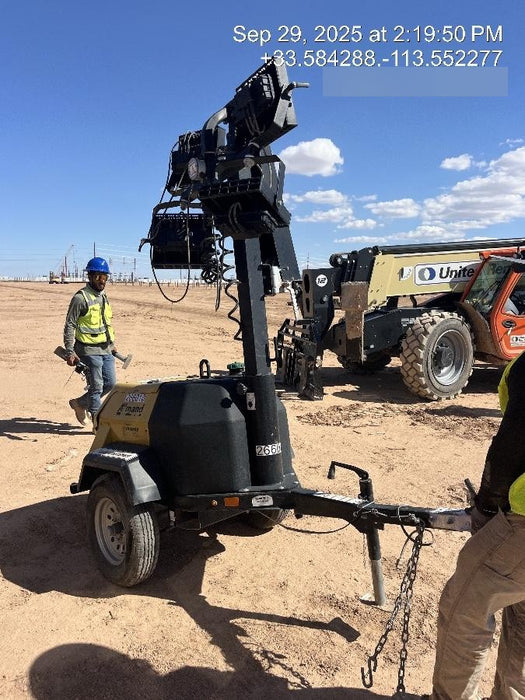 2022 Allmand NLV3GR (4) LED Light Fixture 350W, 23' Vertical Mast, 3kW Prime, Towable, ES Decals, T3