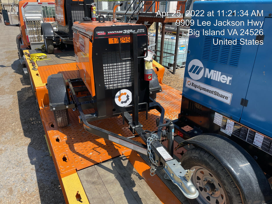 2021 Lincoln Electric Vantage 322 Vantage 322 Ready Pak 3 w/ Decals, ORANGE (includes trailer, cable rack, fender light kit) NO Telematics