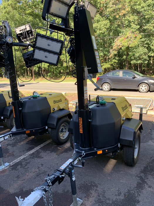 2021 Allmand NLV3GR (4) LED Light Fixture 350W, 23' Vertical Mast, 3kW Prime, Towable, Deep Sea L401, Leveling Jacks, Yanmar T4F 5.8hp