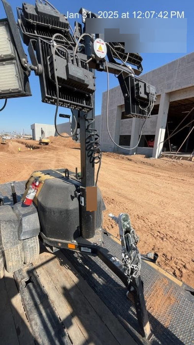 Allmand NLV3GR (4) LED Light Fixture 350W, 23' Vertical Mast, 3kW Prime, Towable, Deep Sea L401, Leveling Jacks, Yanmar T4F 5.8hp