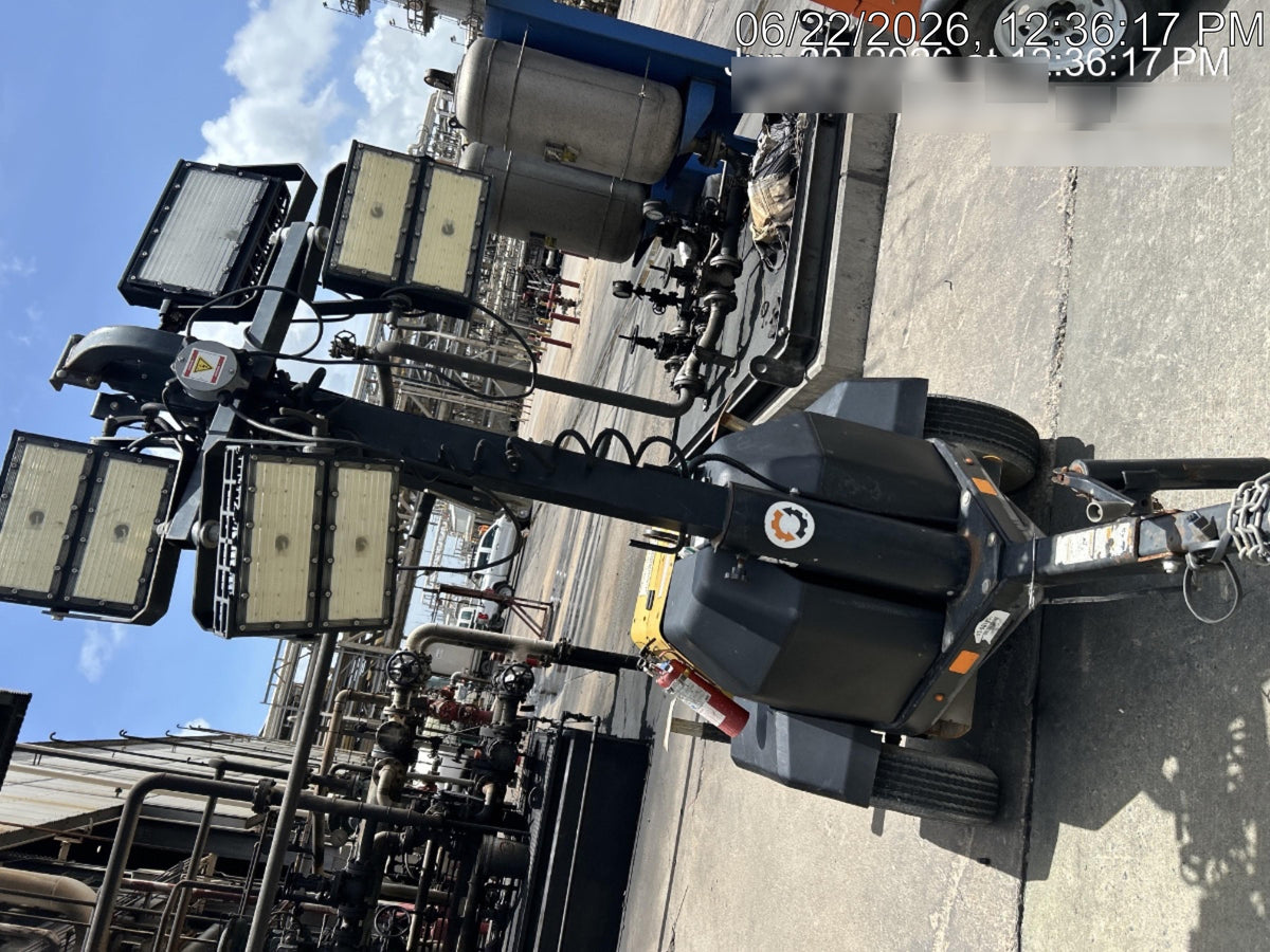 2022 Allmand NLV3GR (4) LED Light Fixture 350W, 23' Vertical Mast, 3kW Prime, Towable, Deep Sea L401, Leveling Jacks, Yanmar T4F 5.8hp