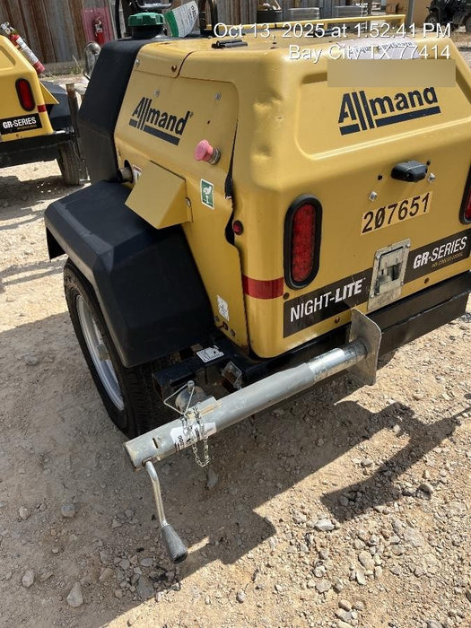 2022 Allmand NLV3GR (4) LED Light Fixture 350W, 23' Vertical Mast, 3kW Prime, Towable, Deep Sea L401, Leveling Jacks, Yanmar T4F 5.8hp