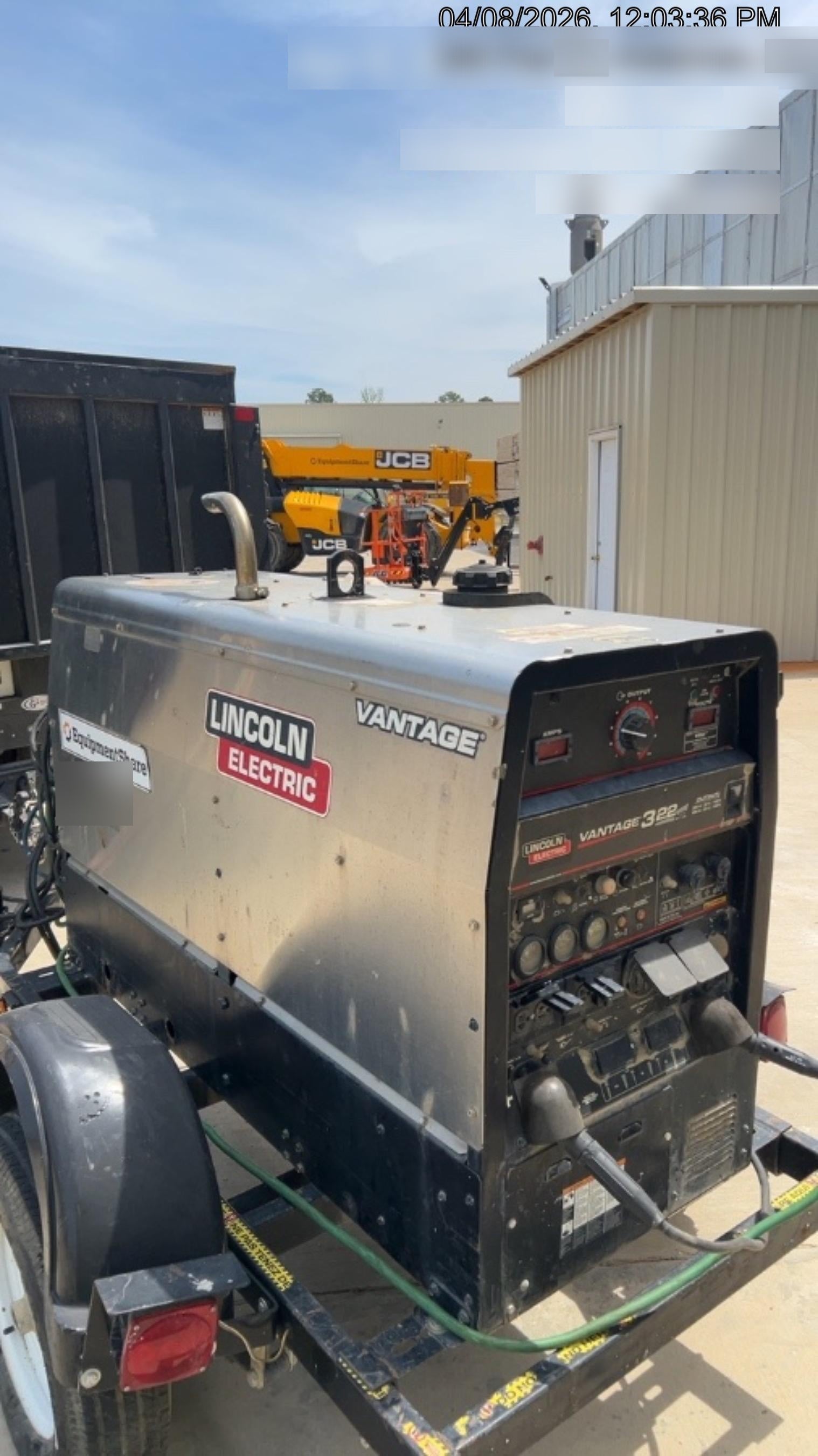 2019 Lincoln Electric Vantage 322 Ready-Pak 3, Two Wheel Trailer, Fender and Light Kit, Cable Rack