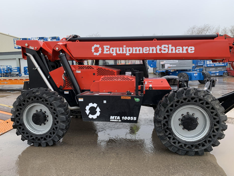 2020 Manitou MTA10055 Cab/Heat/Air, LED Work Lights, Solid Tires, Lift Hook, Beacon, Auxiliary Hydraulics w/66" Carriage and 60" Forks