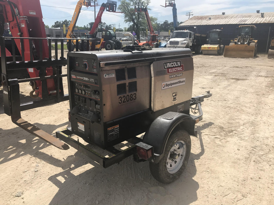 2019 Lincoln Electric Vantage 322 Welder Ready-Pak 3, Two wheel trailer, Fender and Light kit, Cable Rack