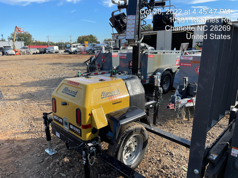 2022 Allmand NLV3GR (4) LED Light Fixture 350W, 23' Vertical Mast, 3kW Prime, Towable