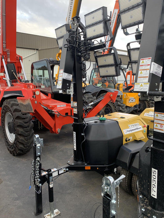 Allmand NLV3GR (4) LED Light Fixture 350W, 23' Vertical Mast, 3kW Prime, Towable, Deep Sea L401, Leveling Jacks, Yanmar T4F 5.8hp