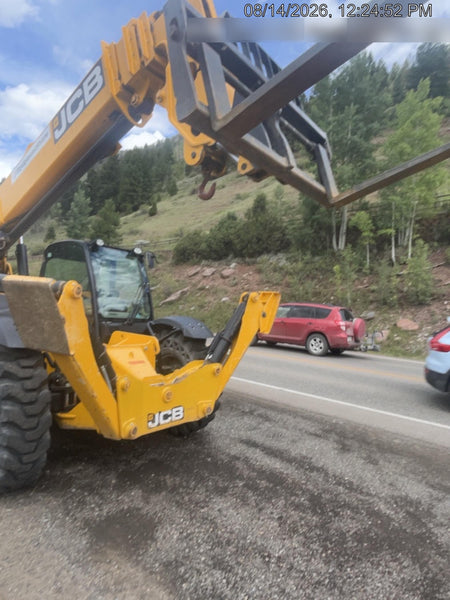 2019 JCB 512-56 Enclosed Cab, 109 HP, Solid Tires, Worklights, Beacon, Aux Hydraulics, Lifting Eye w/66" Carriage/60" Forks