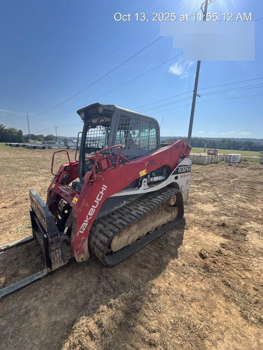 2019 Takeuchi TL12V2C Cab/Heat/Air w/Auxiliary Hydraulics, 2 Speed, Hydraulic QC 80" Tooth Bucket, 48" Pallet Forks