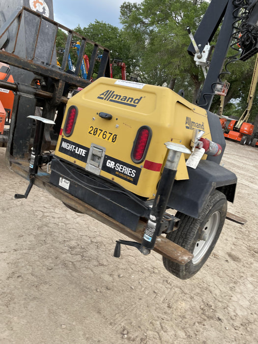 2022 Allmand NLV3GR (4) LED Light Fixture 350W, 23' Vertical Mast, 3kW Prime, Towable, Deep Sea L401, Leveling Jacks, Yanmar T4F 5.8hp