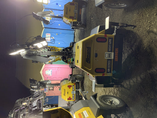 2020 Allmand NLV3GR (4) LED Light Fixture 350W, 23' Vertical Mast, 3kW Prime, Towable, Deep Sea L401, Leveling Jacks, Yanmar T4F 5.8hp