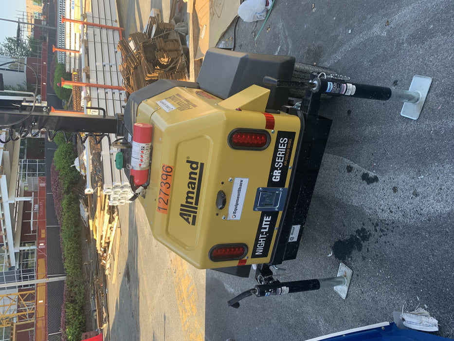 2021 Allmand NLV3GR (4) LED Light Fixture 350W, 23' Vertical Mast, 3kW Prime, Towable, Deep Sea L401, Leveling Jacks, Yanmar T4F 5.8hp