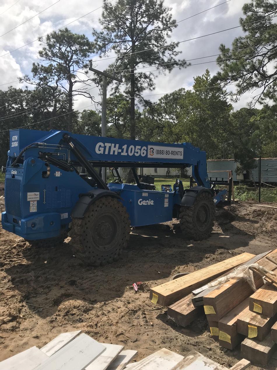 2019 Genie GTH-1056 Canopy, Solid RT Tires, LED Work Lights, Beacon 60" QA Carriage, 60" Forks
