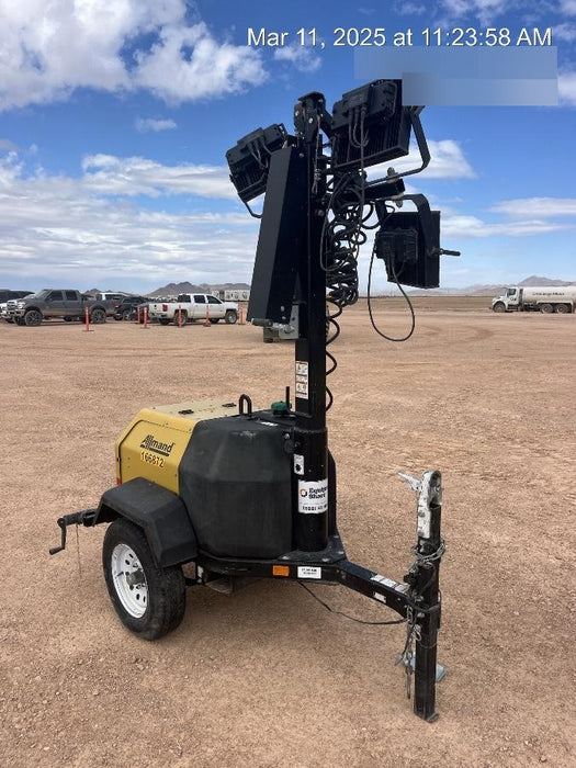 2021 Allmand NLV3GR (4) LED Light Fixture 350W, 23' Vertical Mast, 3kW Prime, Towable, Deep Sea L401, Leveling Jacks, Yanmar T4F 5.8hp