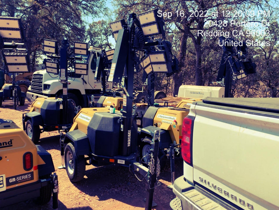 2022 Allmand NLV3GR (4) LED Light Fixture 350W, 23' Vertical Mast, 3kW Prime, Towable, Deep Sea L401, Leveling Jacks, Yanmar T4F 5.8hp