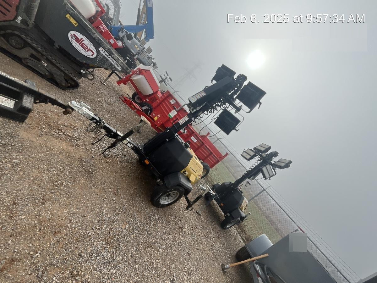 2022 Allmand NLV3GR (4) LED Light Fixture 350W, 23' Vertical Mast, 3kW Prime, Towable, Deep Sea L401, Leveling Jacks, Yanmar T4F 5.8hp