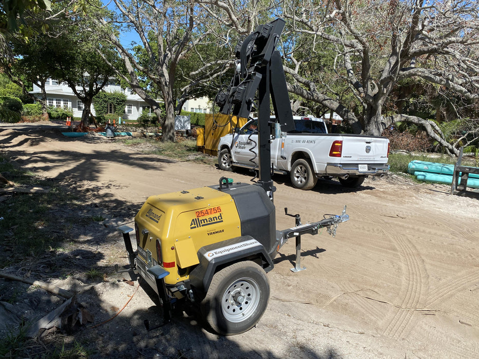 2022 Allmand NLV3GR (4) LED Light Fixture 350W, 23' Vertical Mast, 3kW Prime, Towable, ES Decals, T3