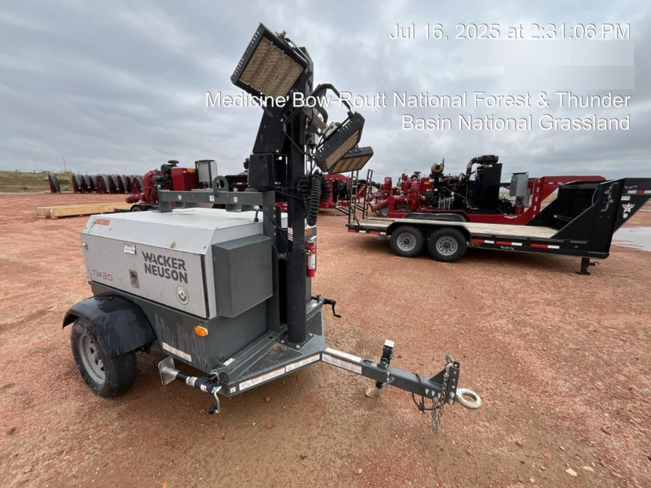 2022 Wacker Neuson LTW20Z1 Isuzu Dsl. Engine, 23' Mast, (4) 300W LED Lights, CWK, Programmable Dawn to Dusk, 360 Deg. Rotation, 57 Gal. Tank, Trailer Mounted