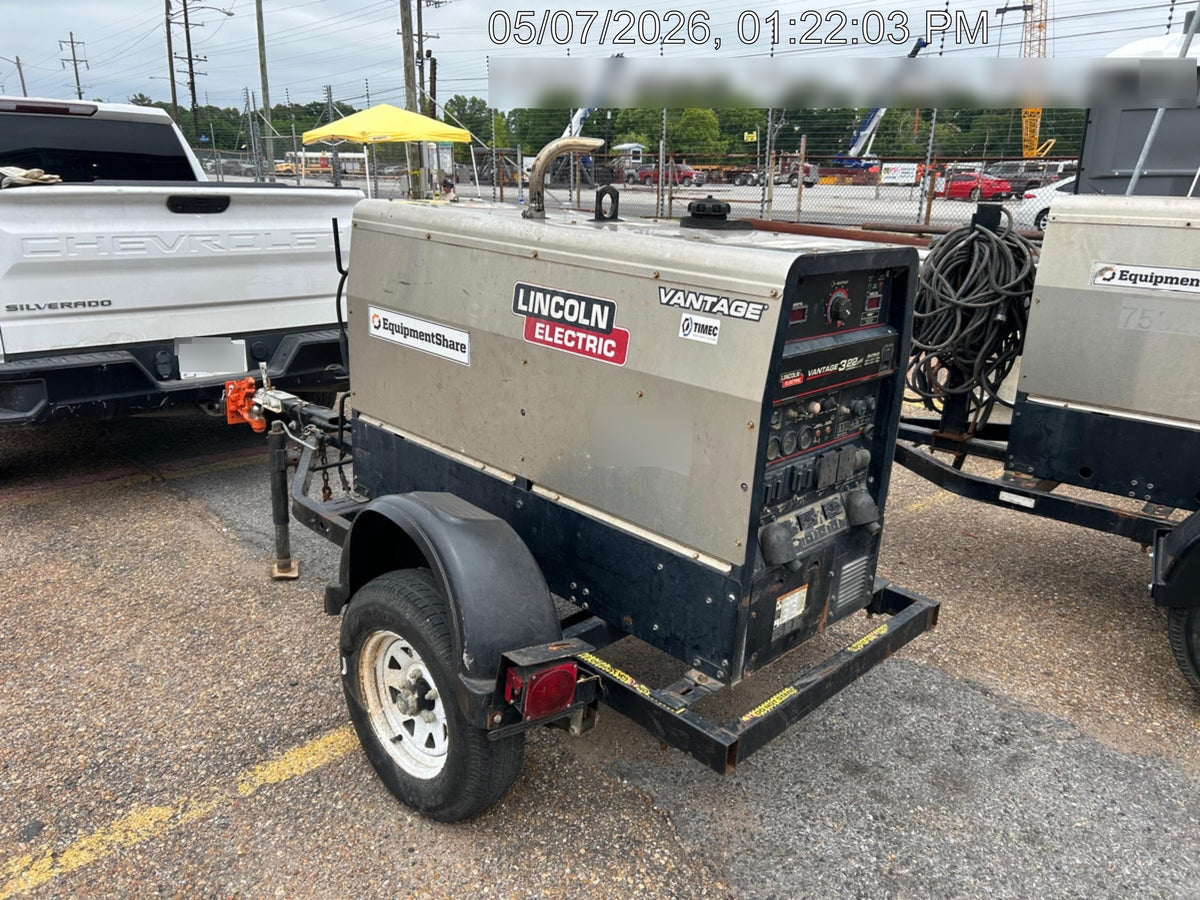 2019 Lincoln Electric Vantage 322 Ready-Pak 3, Two Wheel Trailer, Fender and Light Kit, Cable Rack