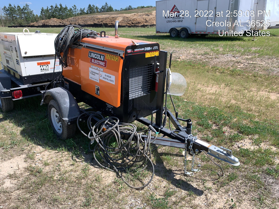 2021 Lincoln Electric Vantage 322 Vantage 322 Ready Pak 3 w/ Decals, ORANGE (includes trailer, cable rack, fender light kit) NO Telematics