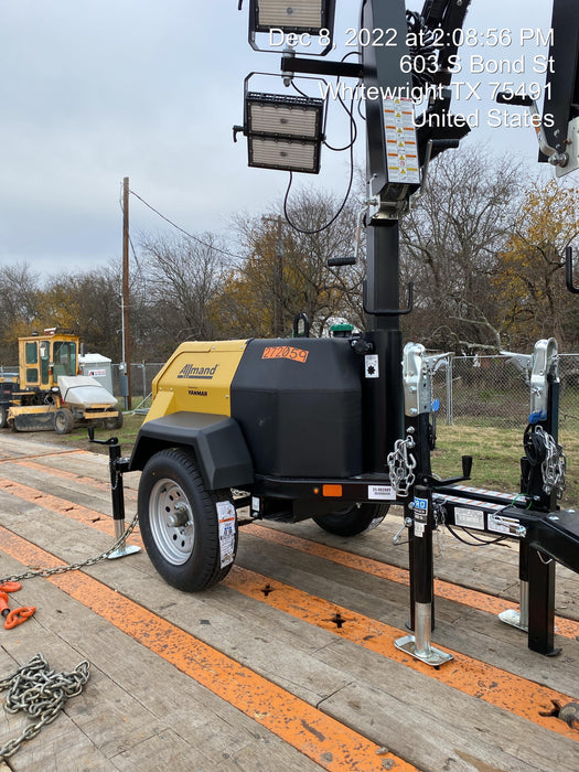 2022 Allmand NLV3GR (4) LED Light Fixture 350W, 23' Vertical Mast, 3kW Prime, Towable, ES Decals, T3