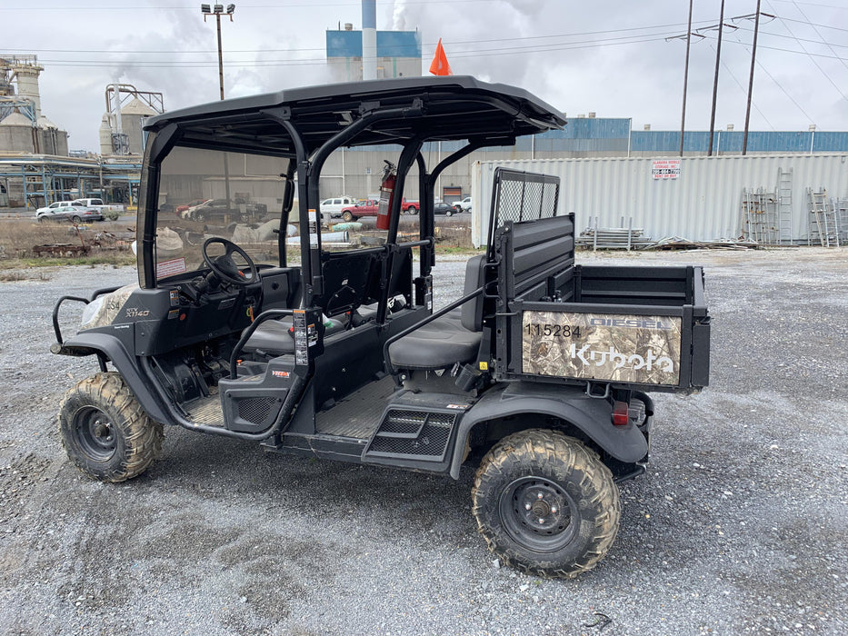 2020 Kubota RTV-X1140RL-A 4 seat diesel cart, plastic canopy, ATV tires, steel wheels, tinted windshield, strobe light, and backup alarm