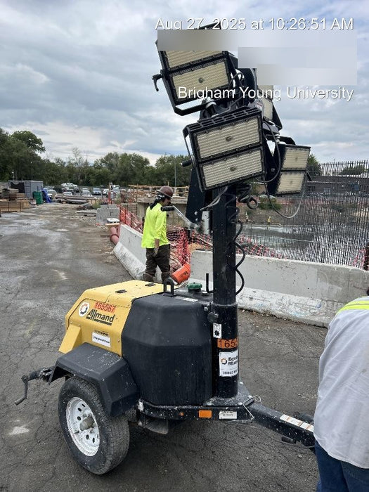 2021 Allmand NLV3GR (4) LED Light Fixture 350W, 23' Vertical Mast, 3kW Prime, Towable, Deep Sea L401, Leveling Jacks, Yanmar T4F 5.8hp