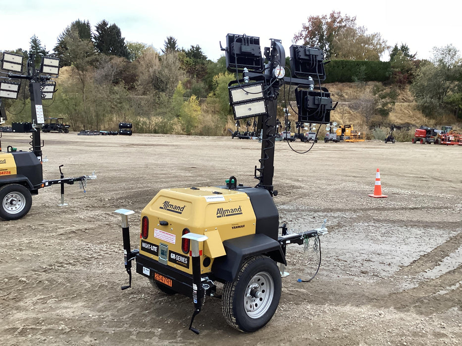 2022 Allmand NLV3GR (4) LED Light Fixture 350W, 23' Vertical Mast, 3kW Prime, Towable, ES Decals, T3