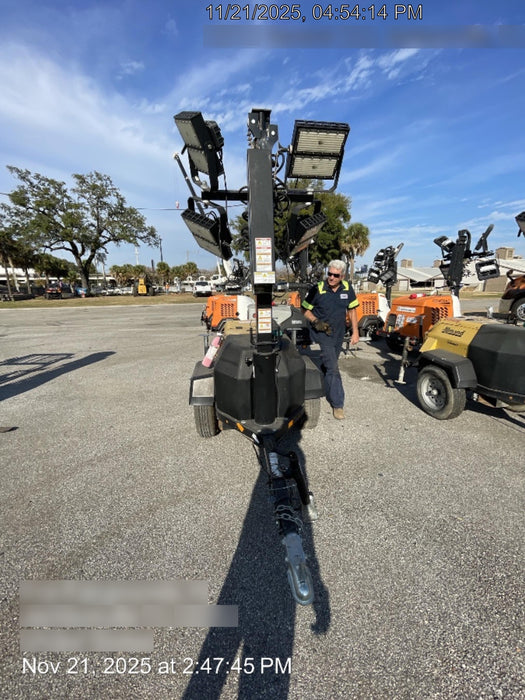 2021 Allmand NLV3GR (4) LED Light Fixture 350W, 23' Vertical Mast, 3kW Prime, Towable, Deep Sea L401, Leveling Jacks, Yanmar T4F 5.8hp