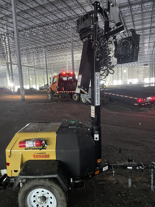 2021 Allmand NLV3GR (4) LED Light Fixture 350W, 23' Vertical Mast, 3kW Prime, Towable, Deep Sea L401, Leveling Jacks, Yanmar T4F 5.8hp