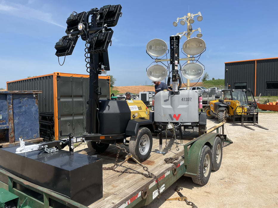 2022 Allmand NLV3GR (4) LED Light Fixture 350W, 23' Vertical Mast, 3kW Prime, Towable, Deep Sea L401, Leveling Jacks, Yanmar T4F 5.8hp