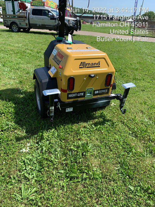 2022 Allmand NLV3GR (4) LED Light Fixture 350W, 23' Vertical Mast, 3kW Prime, Towable, Deep Sea L401, Leveling Jacks, Yanmar T4F 5.8hp