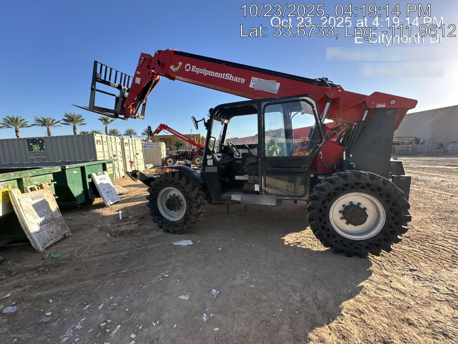 2020 Manitou MTA10055 Cab/Heat/Air, LED Work Lights, Solid Tires, Lift Hook, Beacon, Auxiliary Hydraulics w/66" Carriage and 60" Forks