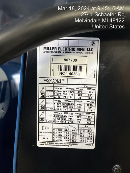 2021 MILLER ELECTRIC XMT 350