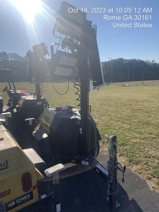 2022 Allmand NLV3GR (4) LED Light Fixture 350W, 23' Vertical Mast, 3kW Prime, Towable