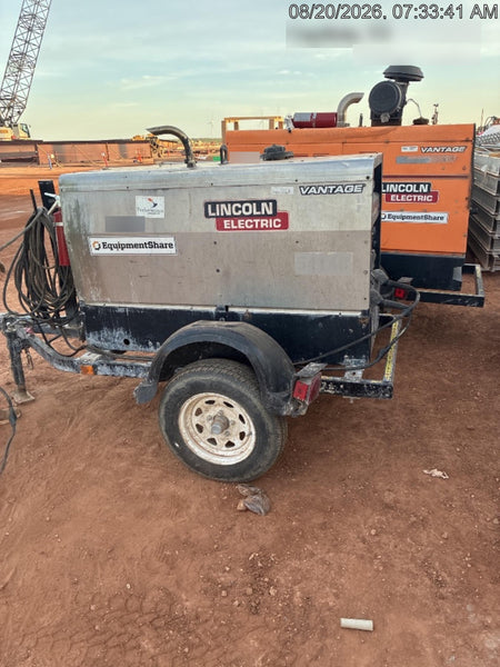 2019 Lincoln Electric Vantage 322 Welder Ready-Pak 3, Two wheel trailer, Fender and Light kit, Cable Rack
