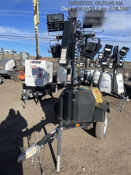 2022 Allmand NLV3GR (4) LED Light Fixture 350W, 23' Vertical Mast, 3kW Prime, Towable, Deep Sea L401, Leveling Jacks, Yanmar T4F 5.8hp