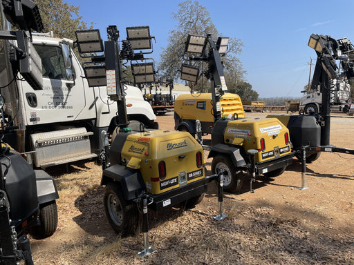 2022 Allmand NLV3GR (4) LED Light Fixture 350W, 23' Vertical Mast, 3kW Prime, Towable, ES Decals, T3